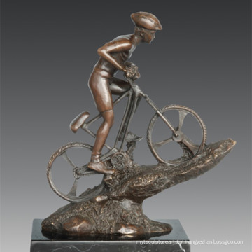 Esportes Estátua Mountain Bike Racing Player Escultura de Bronze, Nick TPE-790